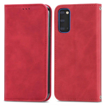 For Samsung Galaxy S20 Retro Skin Feel Business Magnetic Horizontal Flip Leather Case with Holder & Card Slots & Wallet & Photo Frame(Red)-garmade.com
