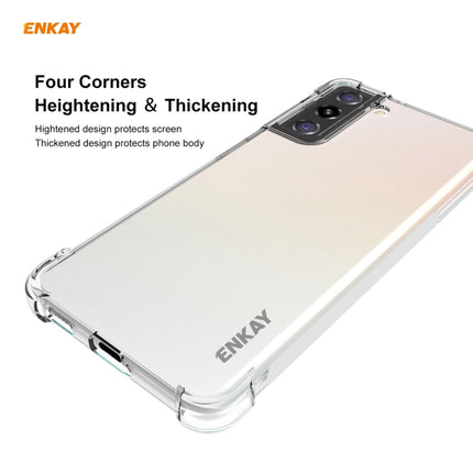 For Samsung Galaxy S21+ 5G Hat-Prince ENKAY Clear TPU Shockproof Case Soft Anti-slip Cover + 0.26mm 9H 2.5D Full Glue Full Coverage Tempered Glass Protector Film Support Fingerprint Unlock-garmade.com