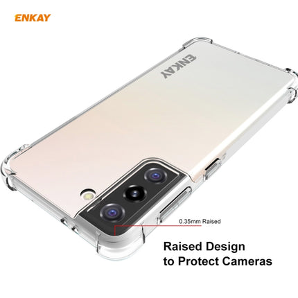 For Samsung Galaxy S21+ 5G Hat-Prince ENKAY Clear TPU Shockproof Case Soft Anti-slip Cover + 0.26mm 9H 2.5D Full Glue Full Coverage Tempered Glass Protector Film Support Fingerprint Unlock-garmade.com