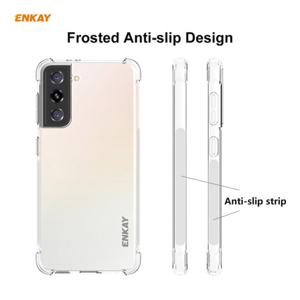 For Samsung Galaxy S21+ 5G Hat-Prince ENKAY Clear TPU Shockproof Case Soft Anti-slip Cover + 0.26mm 9H 2.5D Full Glue Full Coverage Tempered Glass Protector Film Support Fingerprint Unlock-garmade.com