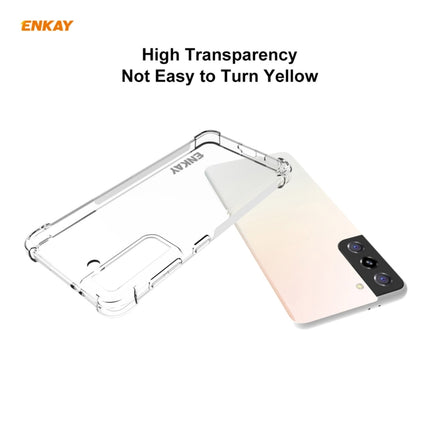 For Samsung Galaxy S21+ 5G Hat-Prince ENKAY Clear TPU Shockproof Case Soft Anti-slip Cover + 0.26mm 9H 2.5D Full Glue Full Coverage Tempered Glass Protector Film Support Fingerprint Unlock-garmade.com