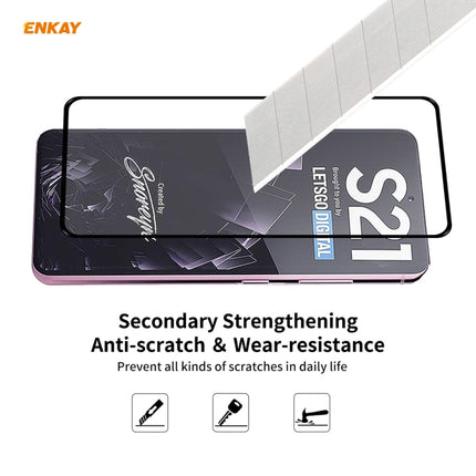 For Samsung Galaxy S21+ 5G Hat-Prince ENKAY Clear TPU Shockproof Case Soft Anti-slip Cover + 0.26mm 9H 2.5D Full Glue Full Coverage Tempered Glass Protector Film Support Fingerprint Unlock-garmade.com