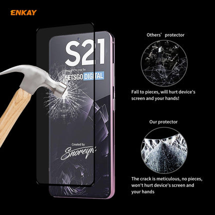 For Samsung Galaxy S21+ 5G Hat-Prince ENKAY Clear TPU Shockproof Case Soft Anti-slip Cover + 0.26mm 9H 2.5D Full Glue Full Coverage Tempered Glass Protector Film Support Fingerprint Unlock-garmade.com