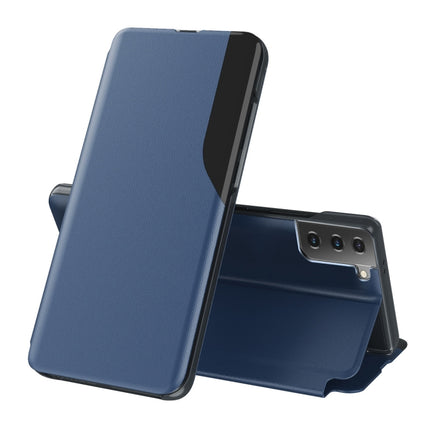 For Samsung Galaxy S21 5G Attraction Flip Holder Leather Phone Case(Blue)-garmade.com