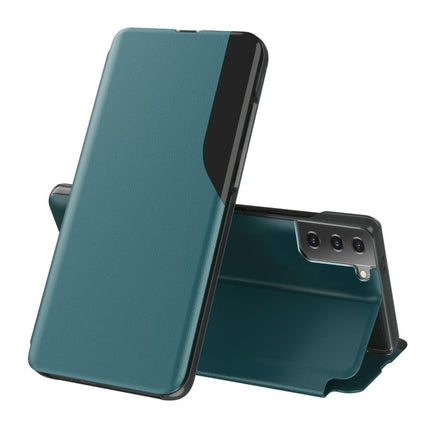 For Samsung Galaxy S21 5G Attraction Flip Holder Leather Phone Case(Green)-garmade.com