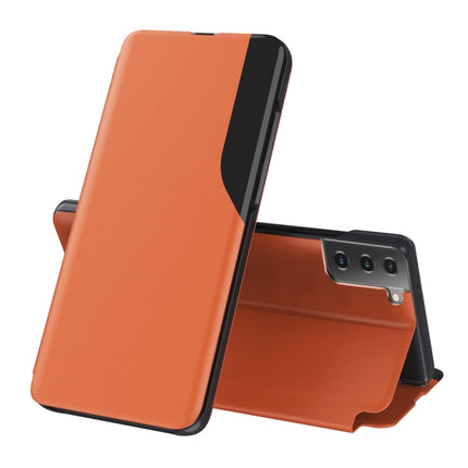 For Samsung Galaxy S21 5G Attraction Flip Holder Leather Phone Case(Orange)-garmade.com
