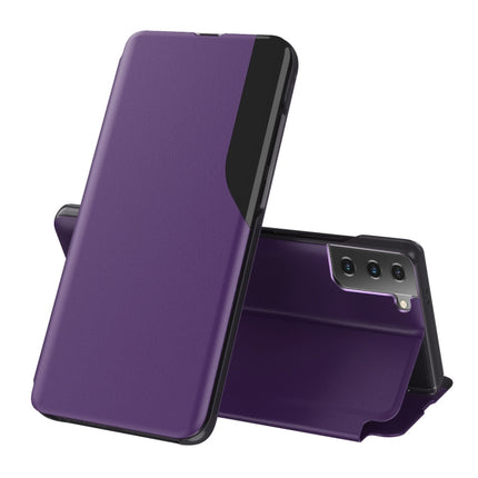For Samsung Galaxy S21 5G Attraction Flip Holder Leather Phone Case(Purple)-garmade.com