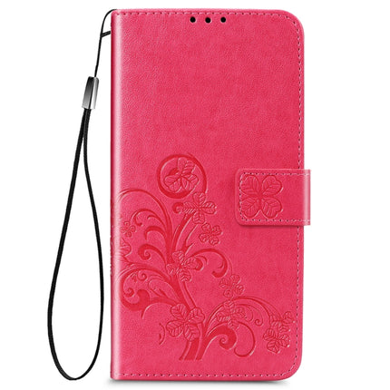 Four-leaf Clasp Embossed Buckle Mobile Phone Protection Leather Case with Lanyard & Card Slot & Wallet & Bracket Function For Samsung Galaxy S21 Ultra 5G(Magenta)-garmade.com