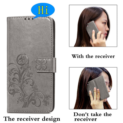 Four-leaf Clasp Embossed Buckle Mobile Phone Protection Leather Case with Lanyard & Card Slot & Wallet & Bracket Function For Samsung Galaxy S21 Ultra 5G(Grey)-garmade.com