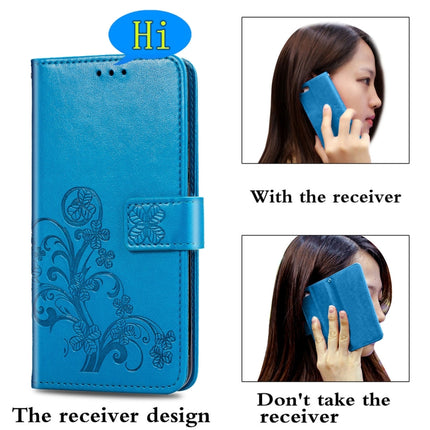 Four-leaf Clasp Embossed Buckle Mobile Phone Protection Leather Case with Lanyard & Card Slot & Wallet & Bracket Function For Samsung Galaxy S21 Ultra 5G(Blue)-garmade.com