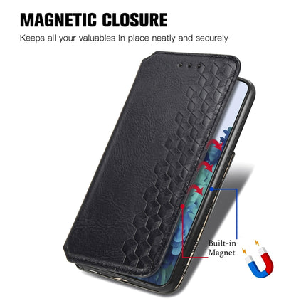 For Samsung Galaxy S21 5G Cubic Grid Pressed Horizontal Flip Magnetic PU Leather Case with Holder & Card Slots & Wallet(Black)-garmade.com