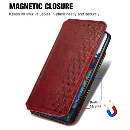 For Samsung Galaxy S21 5G Cubic Grid Pressed Horizontal Flip Magnetic PU Leather Case with Holder & Card Slots & Wallet(Red)-garmade.com