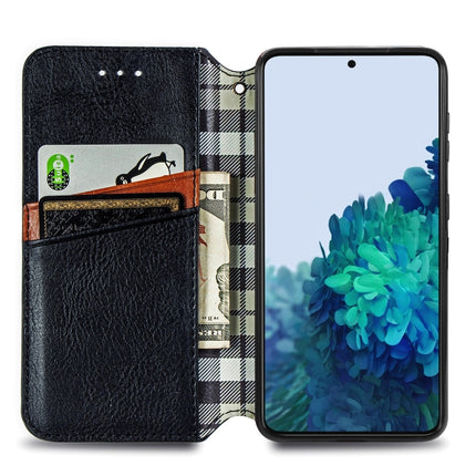 For Samsung Galaxy S21 Ultra 5G Cubic Grid Pressed Horizontal Flip Magnetic PU Leather Case with Holder & Card Slots & Wallet(Black)-garmade.com