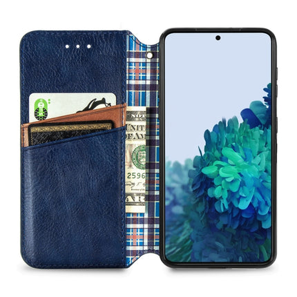 For Samsung Galaxy S21 Ultra 5G Cubic Grid Pressed Horizontal Flip Magnetic PU Leather Case with Holder & Card Slots & Wallet(Blue)-garmade.com