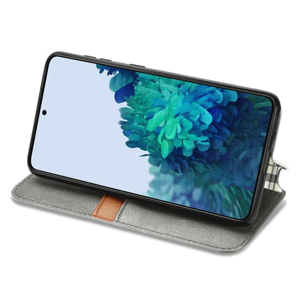 For Samsung Galaxy S21 Ultra 5G Cubic Grid Pressed Horizontal Flip Magnetic PU Leather Case with Holder & Card Slots & Wallet(Gray)-garmade.com