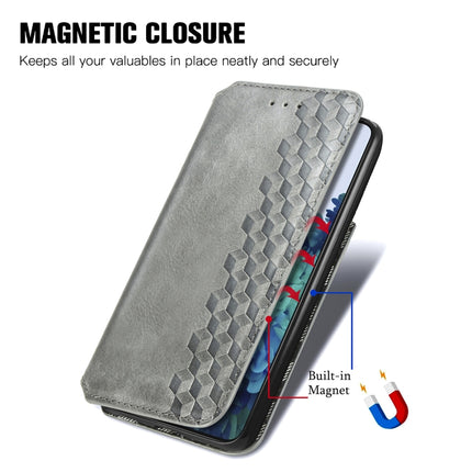 For Samsung Galaxy S21 Ultra 5G Cubic Grid Pressed Horizontal Flip Magnetic PU Leather Case with Holder & Card Slots & Wallet(Gray)-garmade.com