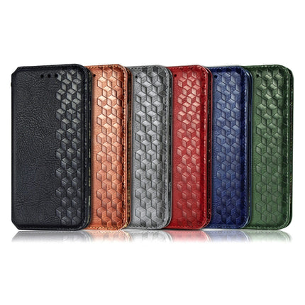 For Samsung Galaxy S21 Ultra 5G Cubic Grid Pressed Horizontal Flip Magnetic PU Leather Case with Holder & Card Slots & Wallet(Green)-garmade.com