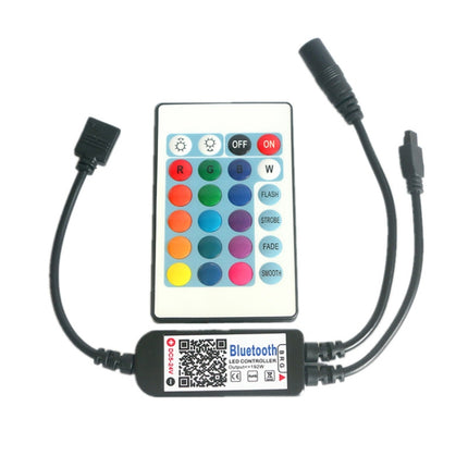 Bluetooth LED RGB Controller with 24 Keys Infrared Controller for 5630 5050 3528 2835 LED Strip, DC 5-24V-garmade.com