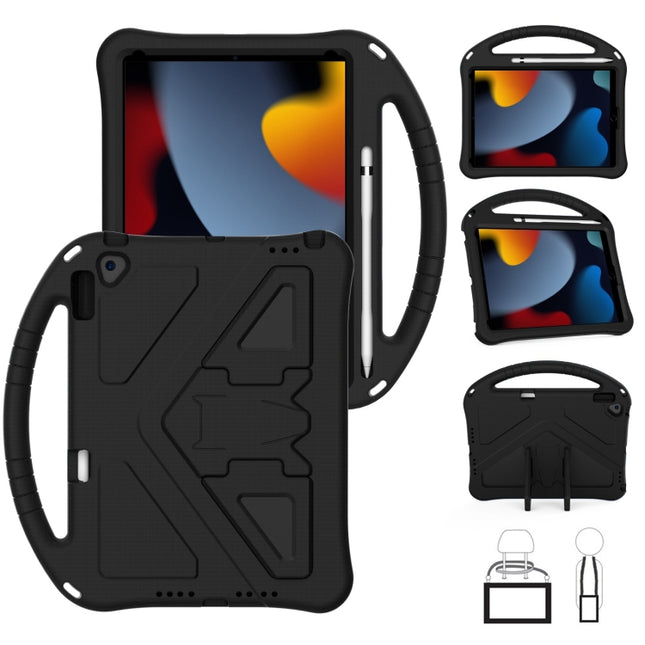 For iPad 10.2 2021 / 2020 / 2019 EVA Flat Anti Falling Protective Case Shell with Holder(Black)-garmade.com