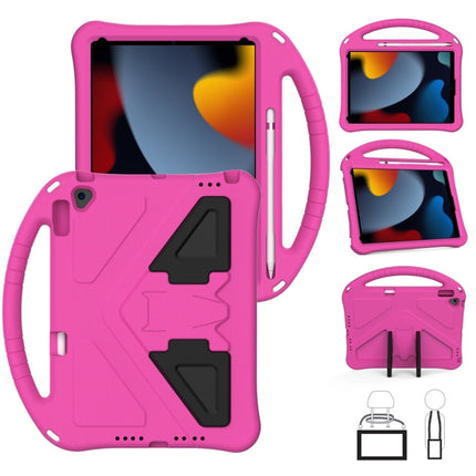 For iPad 10.2 2021 / 2020 / 2019 EVA Flat Anti Falling Protective Case Shell with Holder(RoseRed)-garmade.com