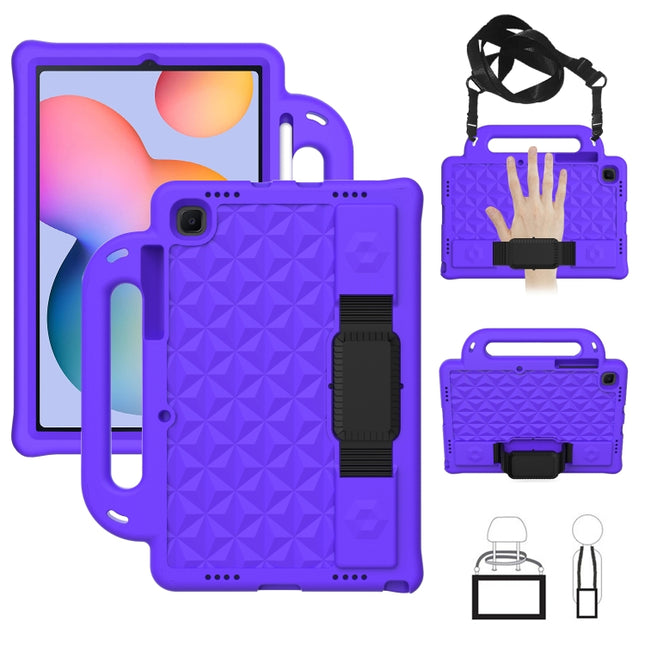 For Galaxy Tab S6 Lite P610/P615 Diamond Series EVA Anti-Fall Shockproof Sleeve Protective Shell Case with Holder & Strap(Purple)-garmade.com