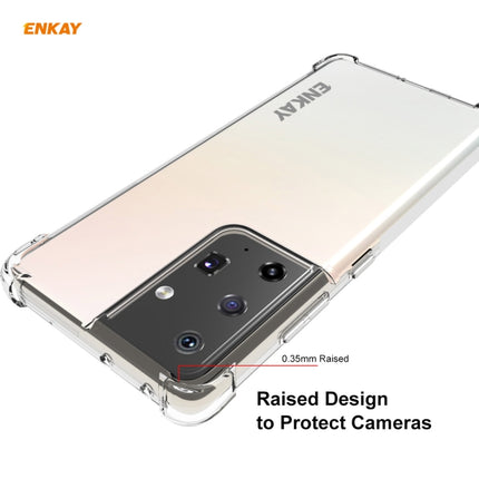 For Samsung Galaxy S21 Ultra 5G Hat-Prince ENKAY Clear TPU Shockproof Case Soft Anti-slip Cover + 3D Full Screen PET Curved Hot Bending HD Screen Protector Soft Film, Support Fingerprint Unlock-garmade.com