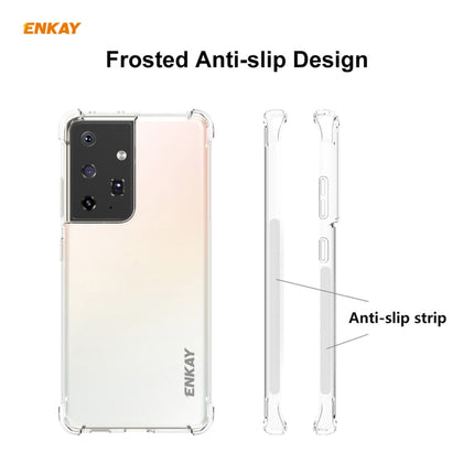 For Samsung Galaxy S21 Ultra 5G Hat-Prince ENKAY Clear TPU Shockproof Case Soft Anti-slip Cover + 3D Full Screen PET Curved Hot Bending HD Screen Protector Soft Film, Support Fingerprint Unlock-garmade.com