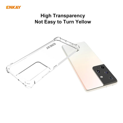 For Samsung Galaxy S21 Ultra 5G Hat-Prince ENKAY Clear TPU Shockproof Case Soft Anti-slip Cover + 3D Full Screen PET Curved Hot Bending HD Screen Protector Soft Film, Support Fingerprint Unlock-garmade.com