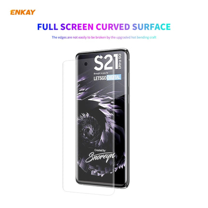 For Samsung Galaxy S21 Ultra 5G Hat-Prince ENKAY Clear TPU Shockproof Case Soft Anti-slip Cover + 3D Full Screen PET Curved Hot Bending HD Screen Protector Soft Film, Support Fingerprint Unlock-garmade.com