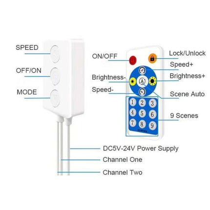 Mobile APP Control Dual Signal Output Bluetooth LED Controller Kit, DC 5V-24V-garmade.com