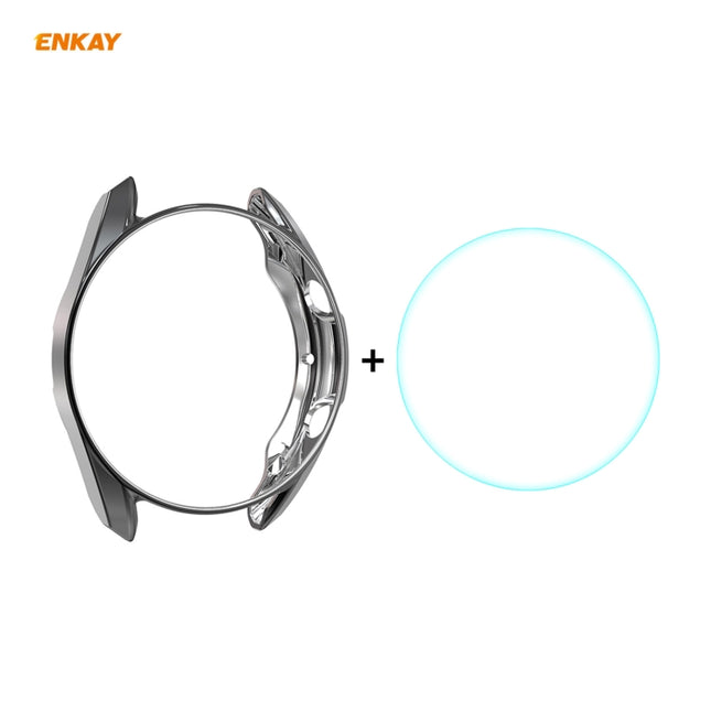 For Samsung Galaxy Watch 3 41mm 2 in 1 ENKAY Hat-Prince Electroplate Soft TPU Case + 0.2mm 9H 2.15D Curved Edge Tempered Glass Film(Black)-garmade.com