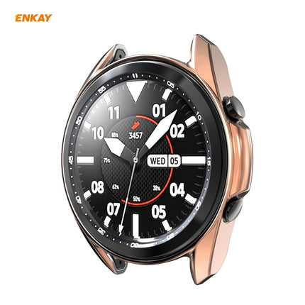 For Samsung Galaxy Watch 3 41mm 2 in 1 ENKAY Hat-Prince Electroplate Soft TPU Case + 0.2mm 9H 2.15D Curved Edge Tempered Glass Film(Rose Gold)-garmade.com