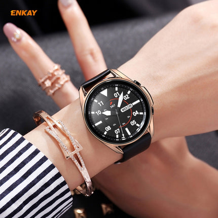 For Samsung Galaxy Watch 3 41mm 2 in 1 ENKAY Hat-Prince Electroplate Soft TPU Case + 0.2mm 9H 2.15D Curved Edge Tempered Glass Film(Rose Gold)-garmade.com