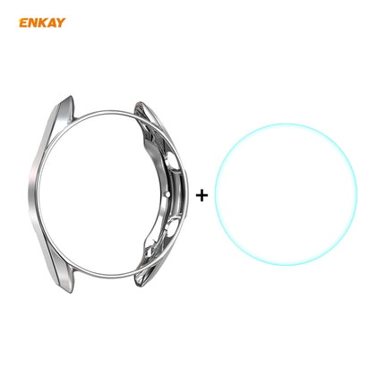 For Samsung Galaxy Watch 3 41mm 2 in 1 ENKAY Hat-Prince Electroplate Soft TPU Case + 0.2mm 9H 2.15D Curved Edge Tempered Glass Film(Silver)-garmade.com