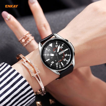 For Samsung Galaxy Watch 3 41mm 2 in 1 ENKAY Hat-Prince Electroplate Soft TPU Case + 0.2mm 9H 2.15D Curved Edge Tempered Glass Film(Silver)-garmade.com