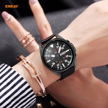 For Samsung Galaxy Watch 3 45mm 2 in 1 ENKAY Hat-Prince Electroplate Soft TPU Case + 0.2mm 9H 2.15D Curved Edge Tempered Glass Film(Black)-garmade.com