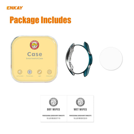 For Samsung Galaxy Watch 3 45mm 2 in 1 ENKAY Hat-Prince Electroplate Soft TPU Case + 0.2mm 9H 2.15D Curved Edge Tempered Glass Film(Cyan)-garmade.com