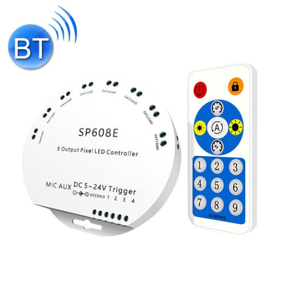 SP608E Dual Signal Output Mobile APP Control Bluetooth LED Controller Kit for WS2812B WS2811 1903 1804 Pixel LED Strip, DC5V~24V-garmade.com