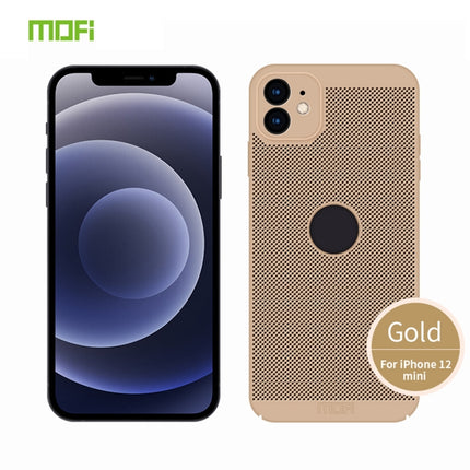 MOFi Honeycomb Texture Breathable PC Shockproof Protective Back Cover Case For iPhone 12 mini(Gold)-garmade.com