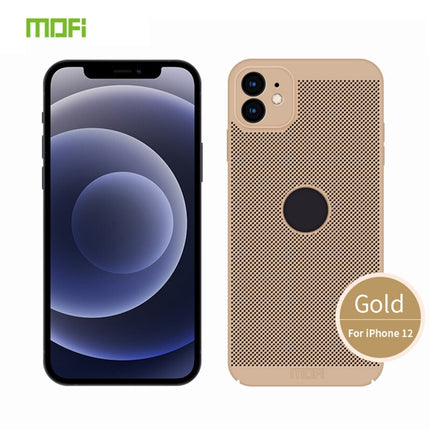 MOFi Honeycomb Texture Breathable PC Shockproof Protective Back Cover Case For iPhone 12(Gold)-garmade.com