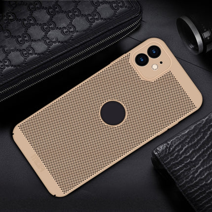 MOFi Honeycomb Texture Breathable PC Shockproof Protective Back Cover Case For iPhone 12(Gold)-garmade.com