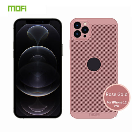 MOFi Honeycomb Texture Breathable PC Shockproof Protective Back Cover Case For iPhone 12 Pro(Rose Gold)-garmade.com