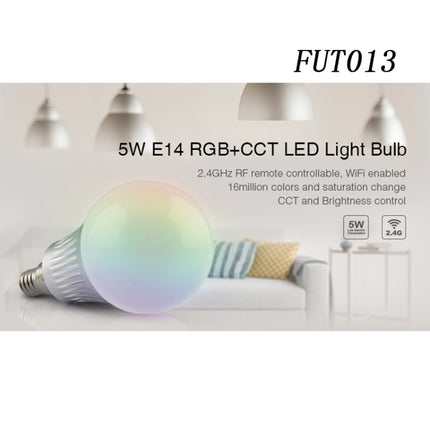 FUT013 5W E14 RGB + CCT LED Bulb AC100~240v 2.4g WiFi Remote Control Dimmable Led Lights-garmade.com