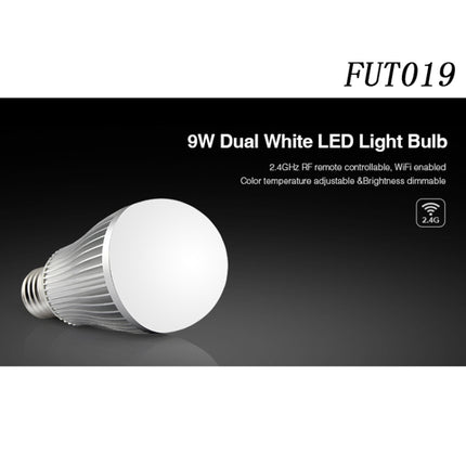 FUT019 9W Dual White LED Bulb 2.4GHZ RF Controllable Wifi Enabled CCT Adjustable Brightness Dimming E26/E27-garmade.com