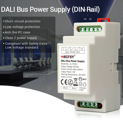 DL-POW1 DC16V DIN Rail DALI Bus Power Supply 4W Max 250mA LED Transformer for RGB CCT LED Downlight-garmade.com