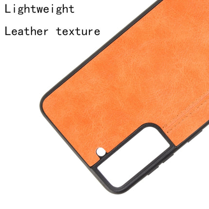For Samsung Galaxy S21 5G Shockproof Sewing Cow Pattern Skin PC + PU + TPU Case(Orange)-garmade.com