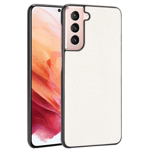 For Samsung Galaxy S21+ 5G / S21 Plus 5G Shockproof Crocodile Texture PC + PU Case(White)-garmade.com