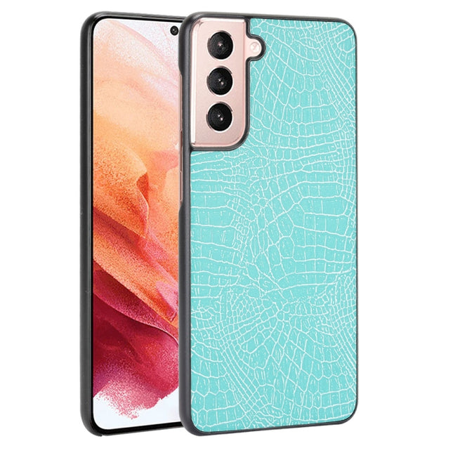 For Samsung Galaxy S21+ 5G / S21 Plus 5G Shockproof Crocodile Texture PC + PU Case(Light Green)-garmade.com