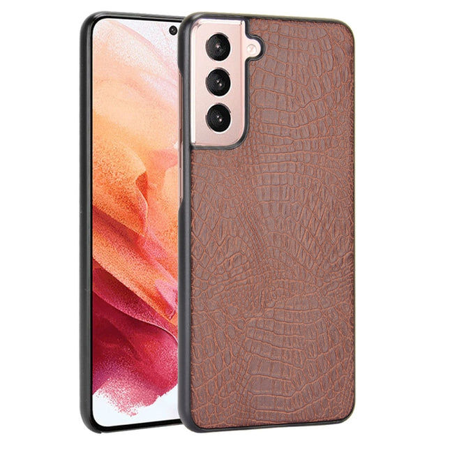 For Samsung Galaxy S21+ 5G / S21 Plus 5G Shockproof Crocodile Texture PC + PU Case(Brown)-garmade.com