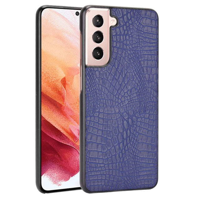 For Samsung Galaxy S21+ 5G / S21 Plus 5G Shockproof Crocodile Texture PC + PU Case(Blue)-garmade.com